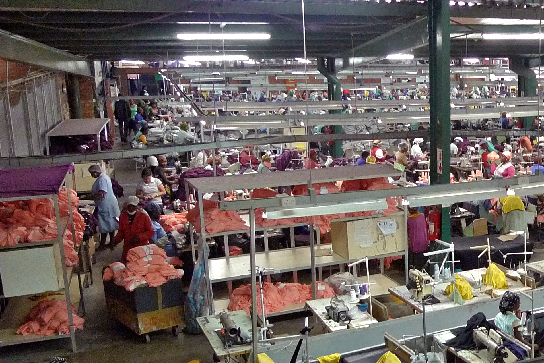 Women at sewing machines in a Chinese-owned garment factory in Lesotho