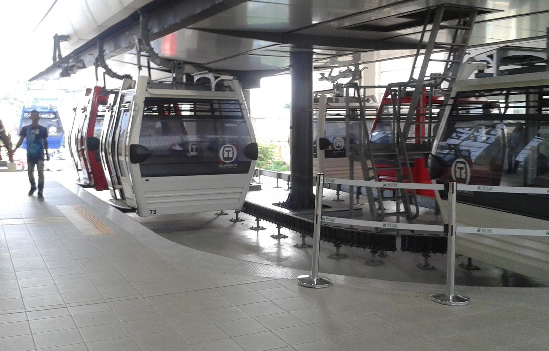 A cable car cabin at a Teleférico station in Santo Domingo, Dominican Republic