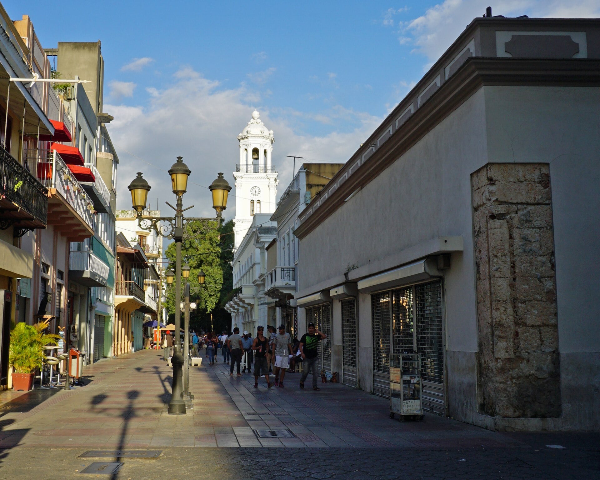 Pedestrians on Calle El Conde in the Colonial Zone of Santo Domingo, Dominican Republic