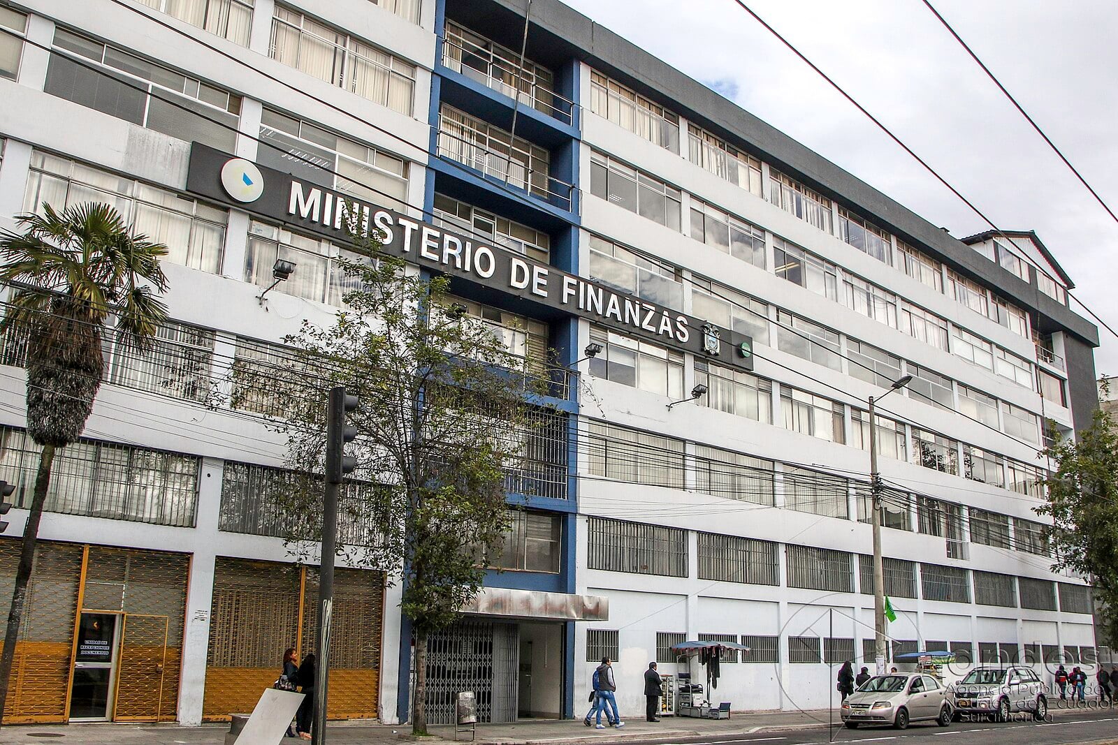 The Ministry of Finance building on a street in Quito, Ecuador