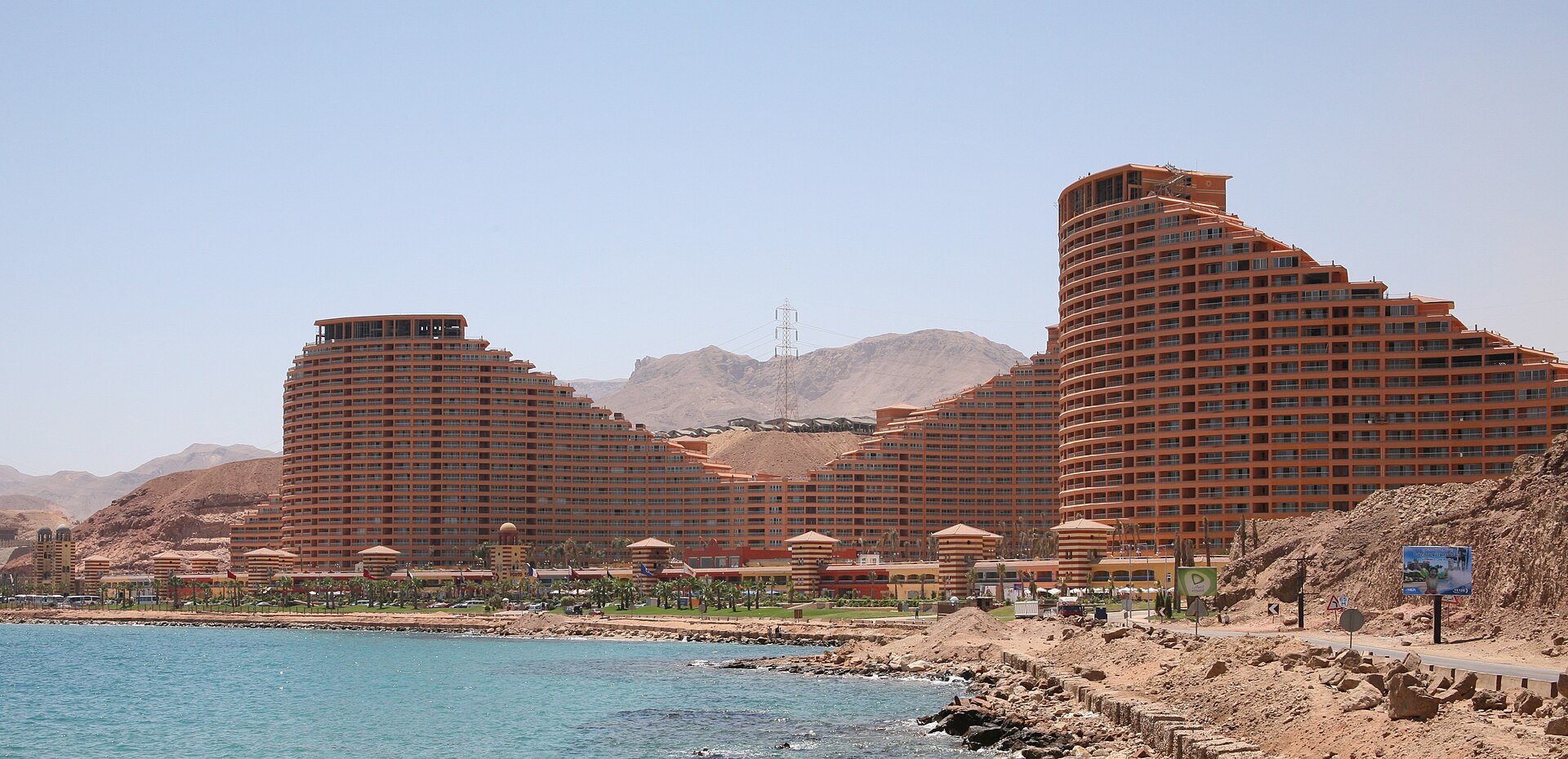 Hotel towers along the Red Sea coast at Ain Sokhna, Egypt