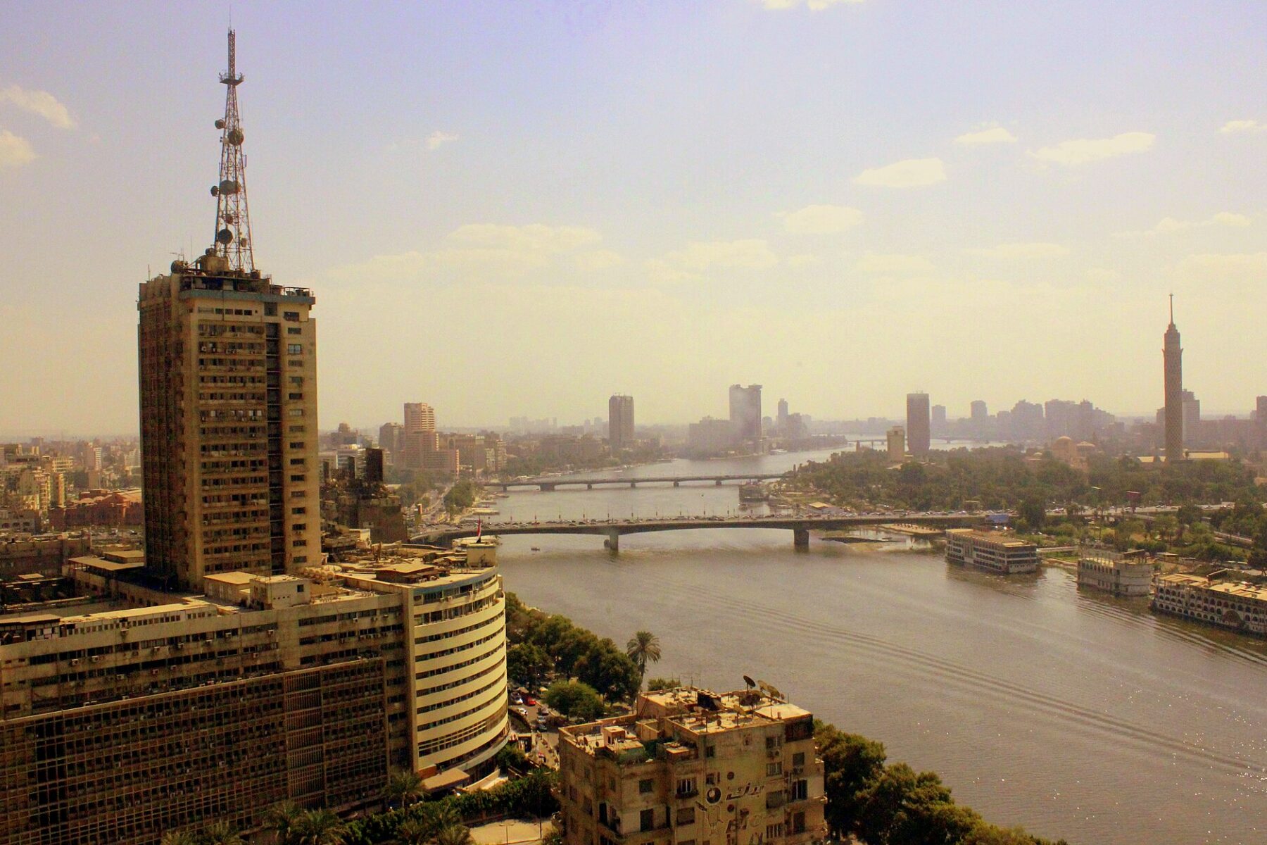 Egypt media: the Maspero state broadcasting tower beside the Nile in Cairo