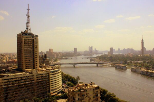 Egypt media: the Maspero state broadcasting tower beside the Nile in Cairo