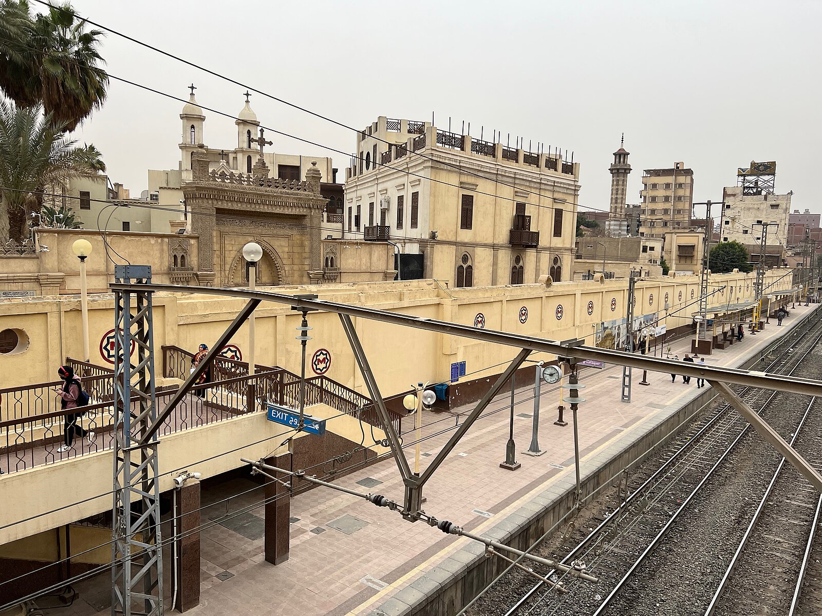 Egypt religion: Coptic Cairo, the old Christian quarter, with church towers behind a wall