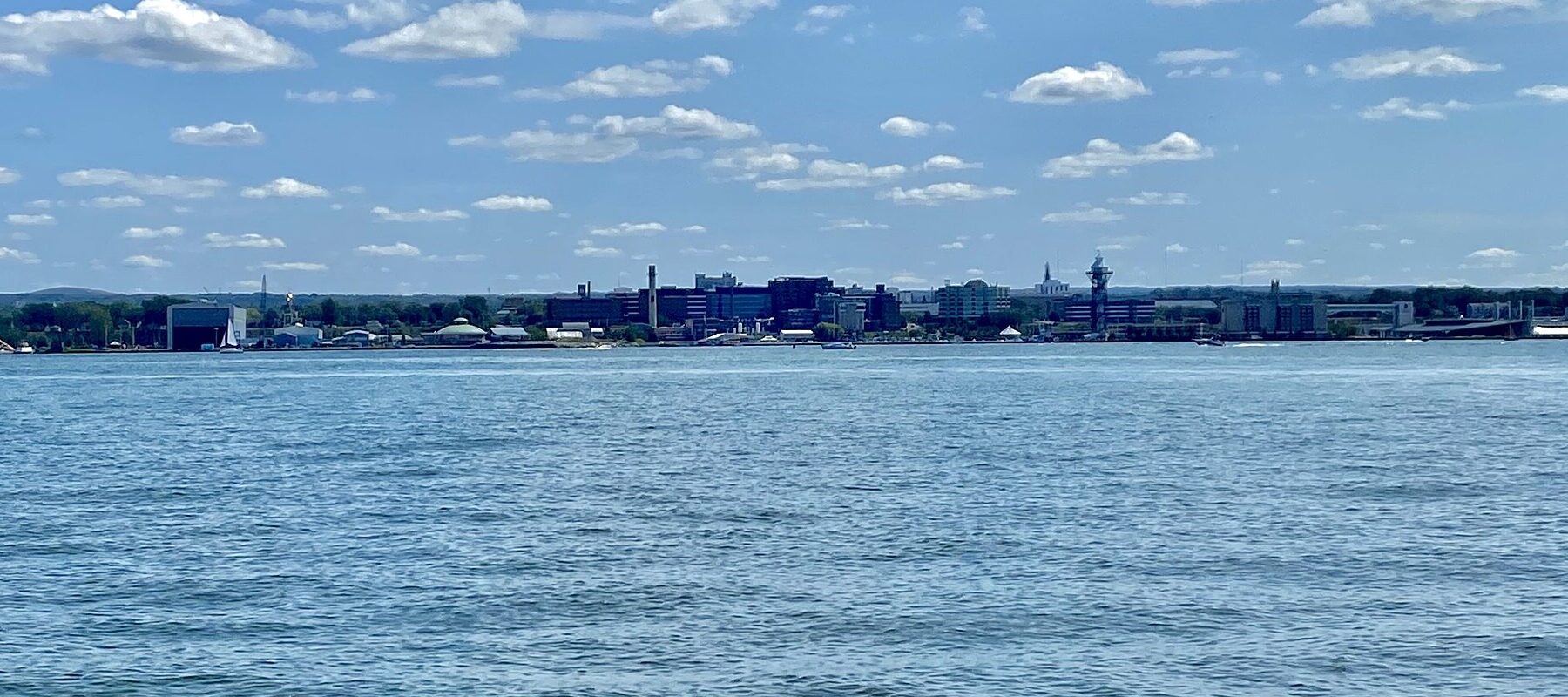 Downtown Erie seen across Lake Erie from Presque Isle