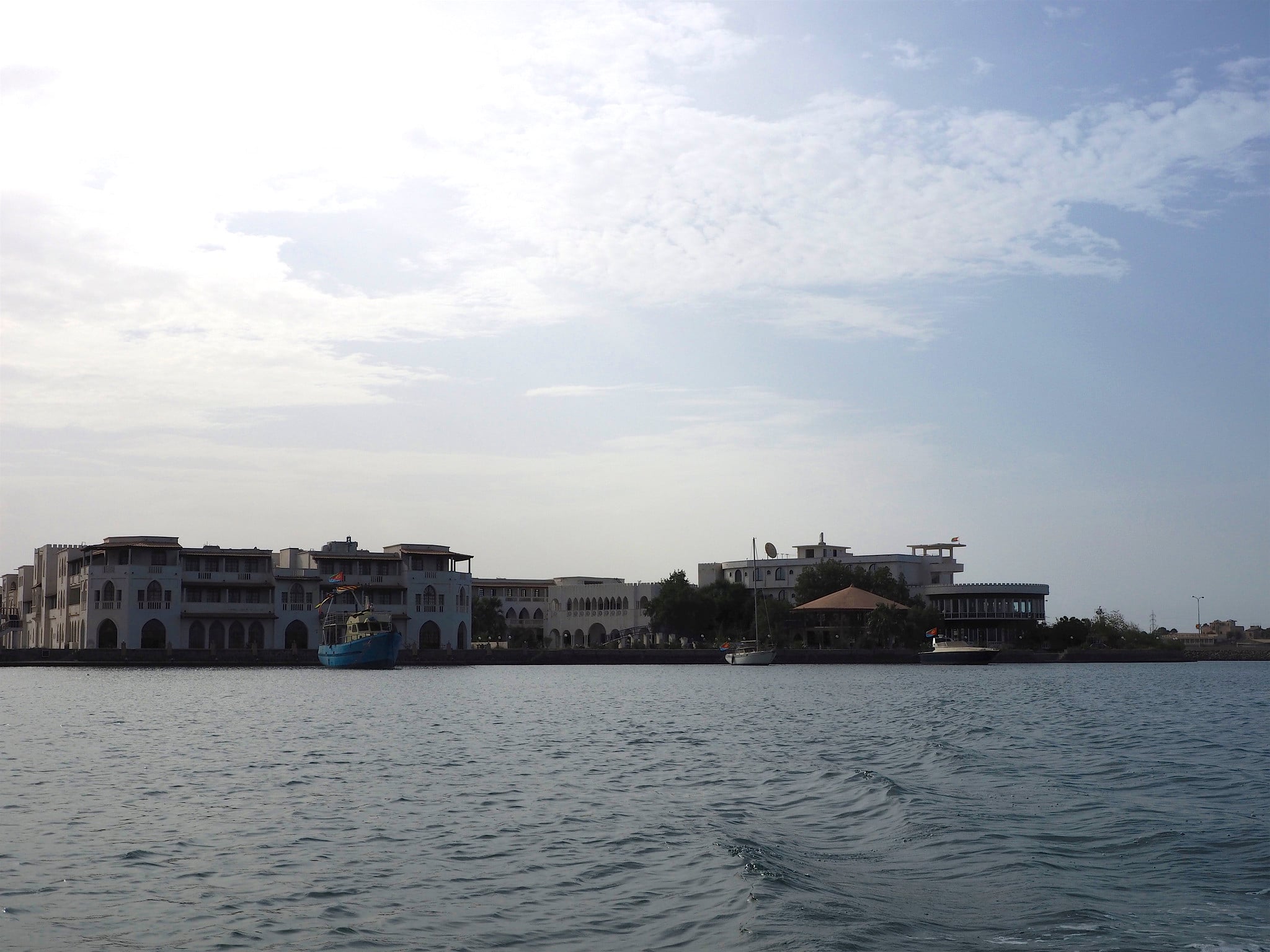 The Dahlak Hotel on the waterfront of Massawa, Eritrea, seen from the Red Sea
