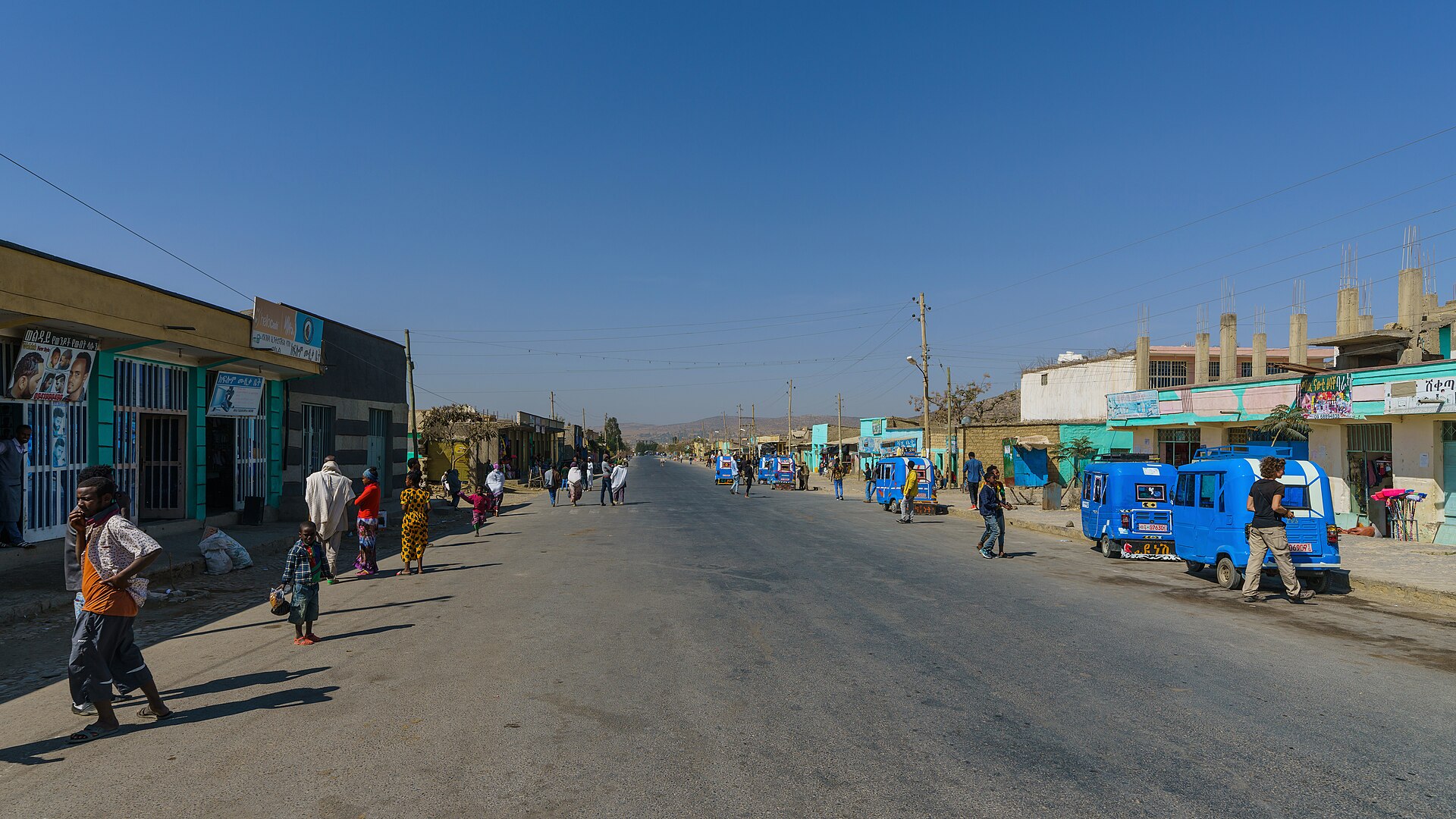 Main road through Agula, a town about 35 kilometres north of Mekelle in Tigray