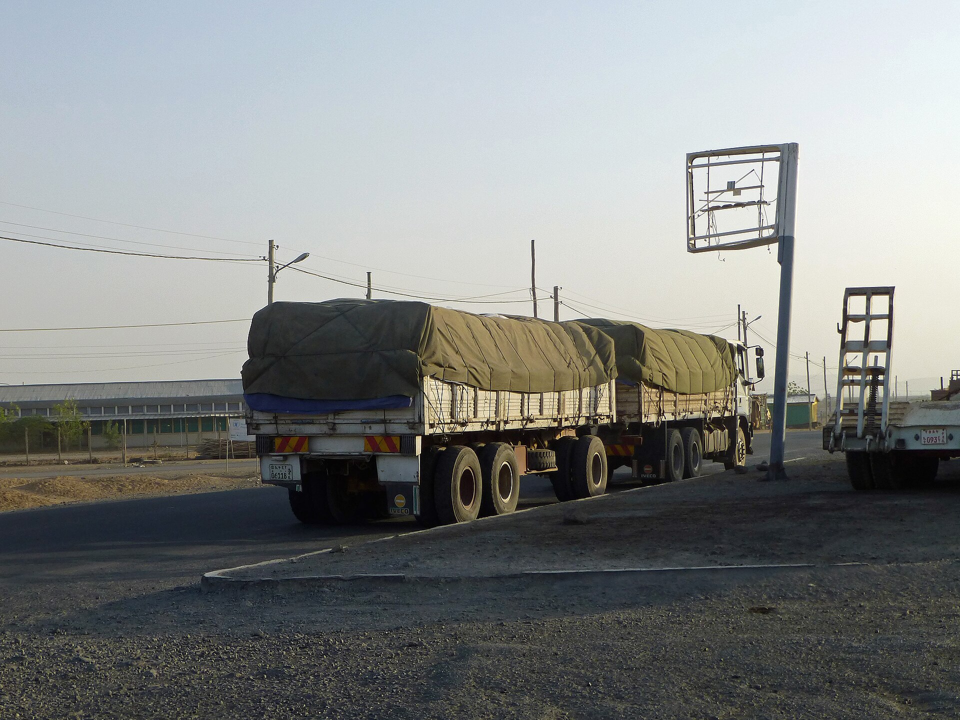 A loaded truck on the Djibouti to Addis Ababa road in the Afar region of Ethiopia