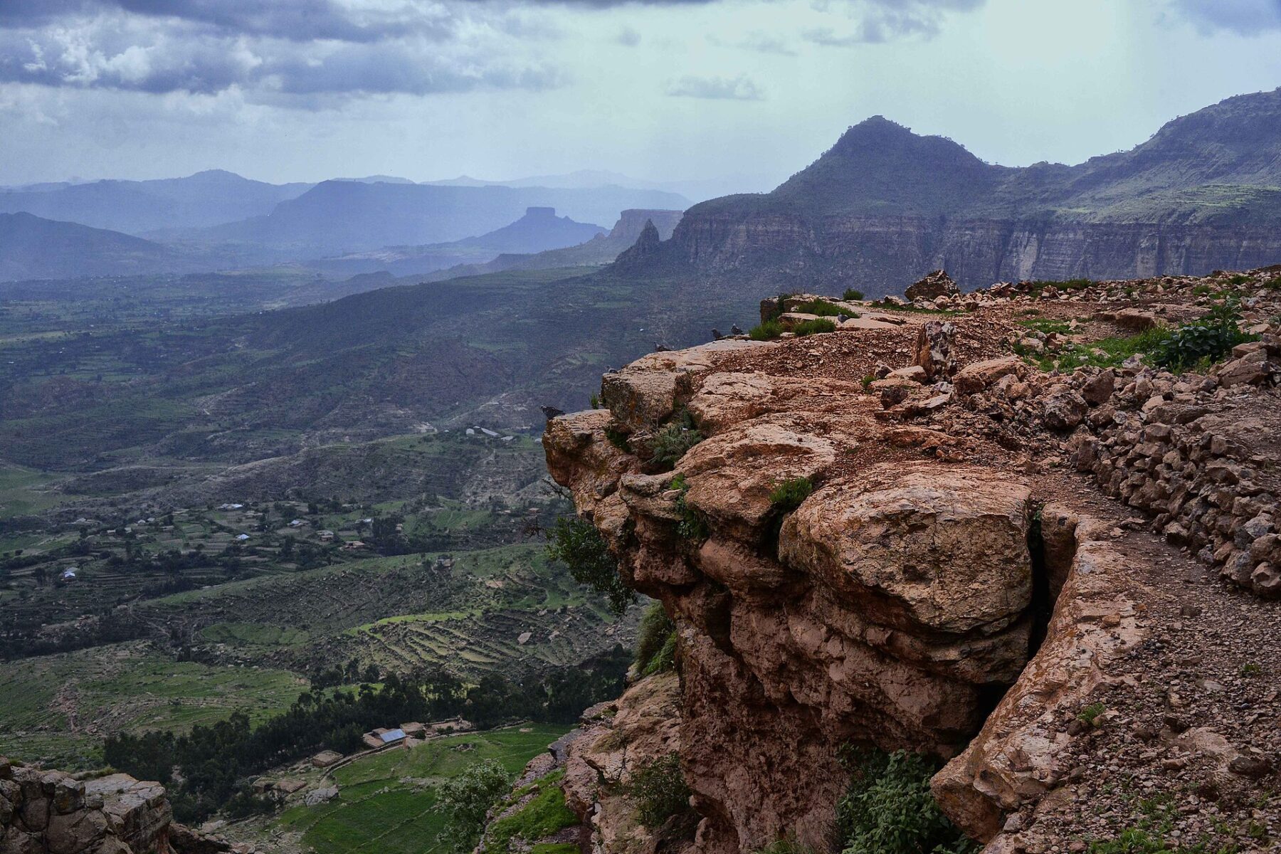 Cliffs and terraced valleys of the Tigray escarpment in northern Ethiopia