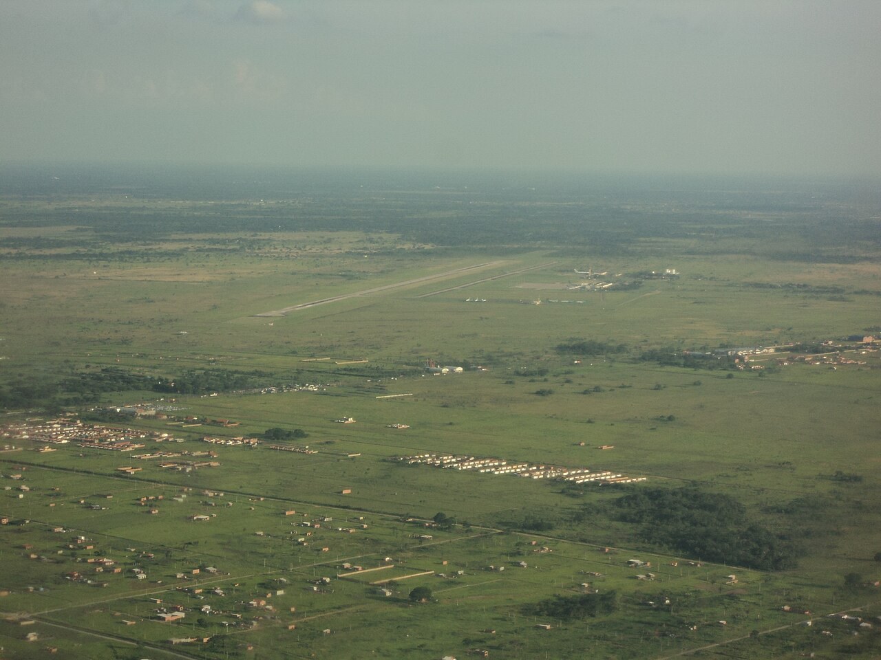 Bolivia attorney general - Aerial view of Viru Viru International Airport and surrounding farmland near Santa Cruz de la Sierra, Bolivia