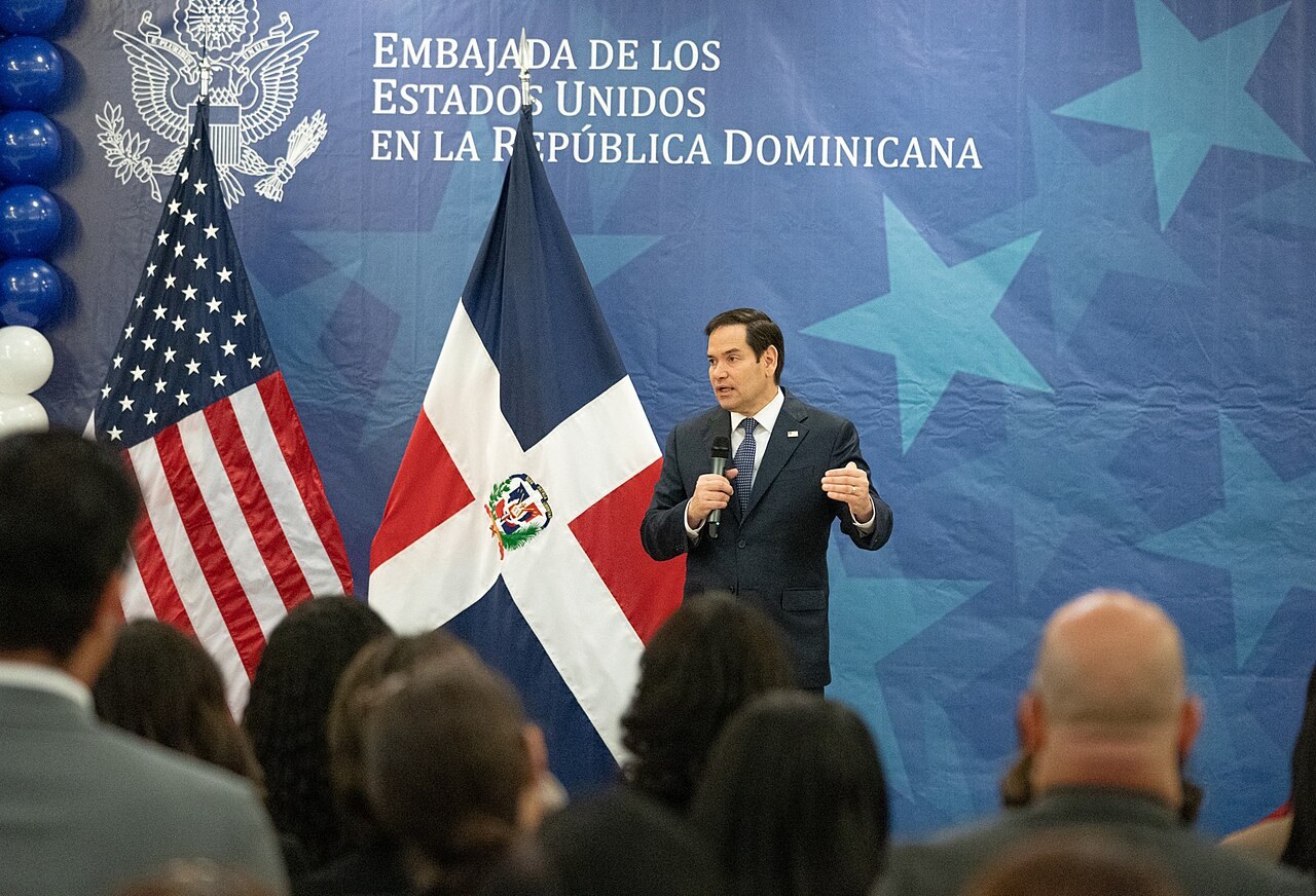 US visa revocations - US Secretary of State Marco Rubio speaks to staff at the US Embassy in Santo Domingo, Dominican Republic