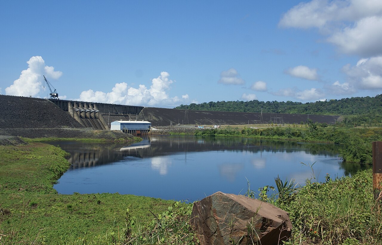 Suriname power cuts - Afobaka hydropower dam and power station in Brokopondo, Suriname