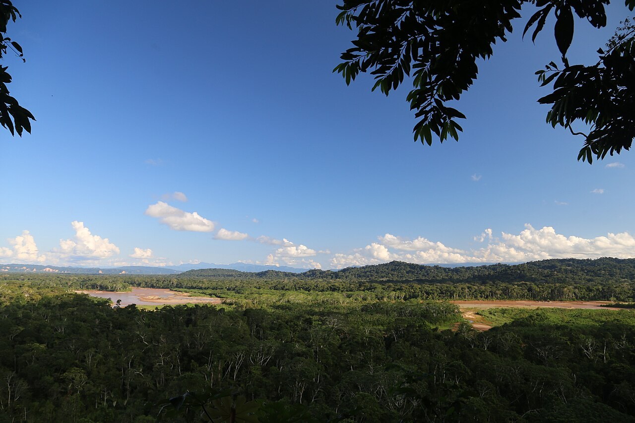 Bolivia gold mining - The Tuichi river winding through rainforest in Madidi National Park, Bolivia