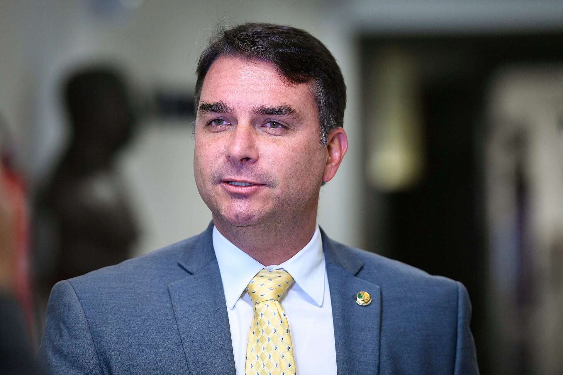 Senator Flávio Bolsonaro, the conservative candidate in Brazil’s runoff, speaks in an interview
