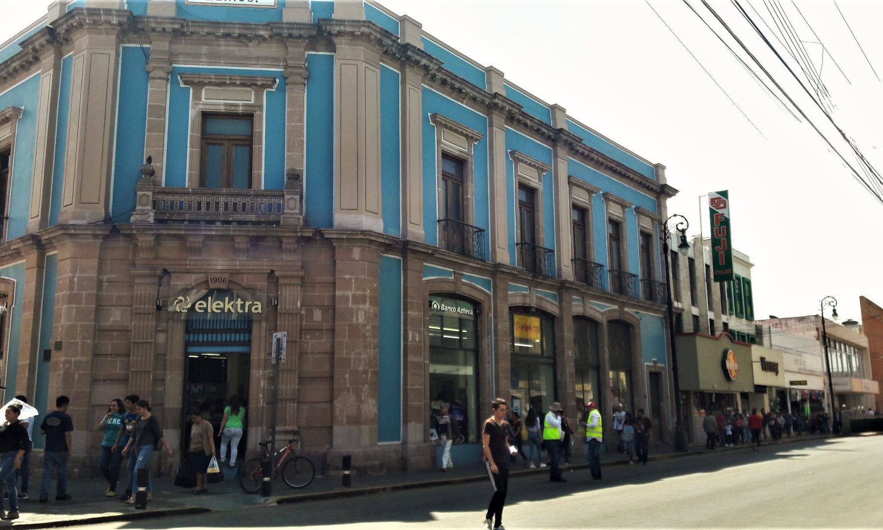 Corner building of a former Banco Nacional de México branch in Aguascalientes, Mexico