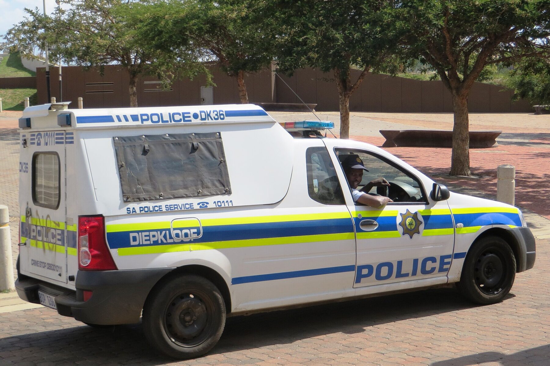 A South African Police Service van from Diepkloof station in Soweto, Johannesburg