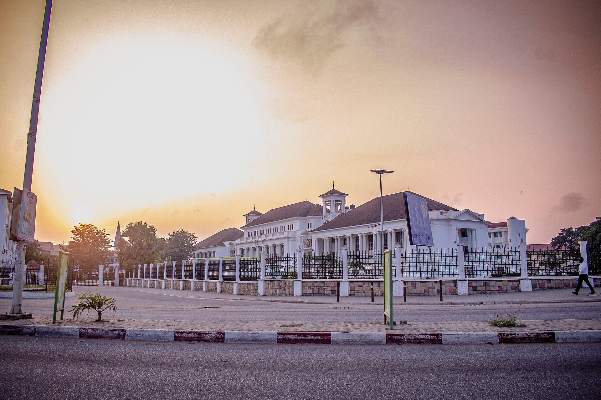 The Supreme Court of Ghana building in Accra at sunset