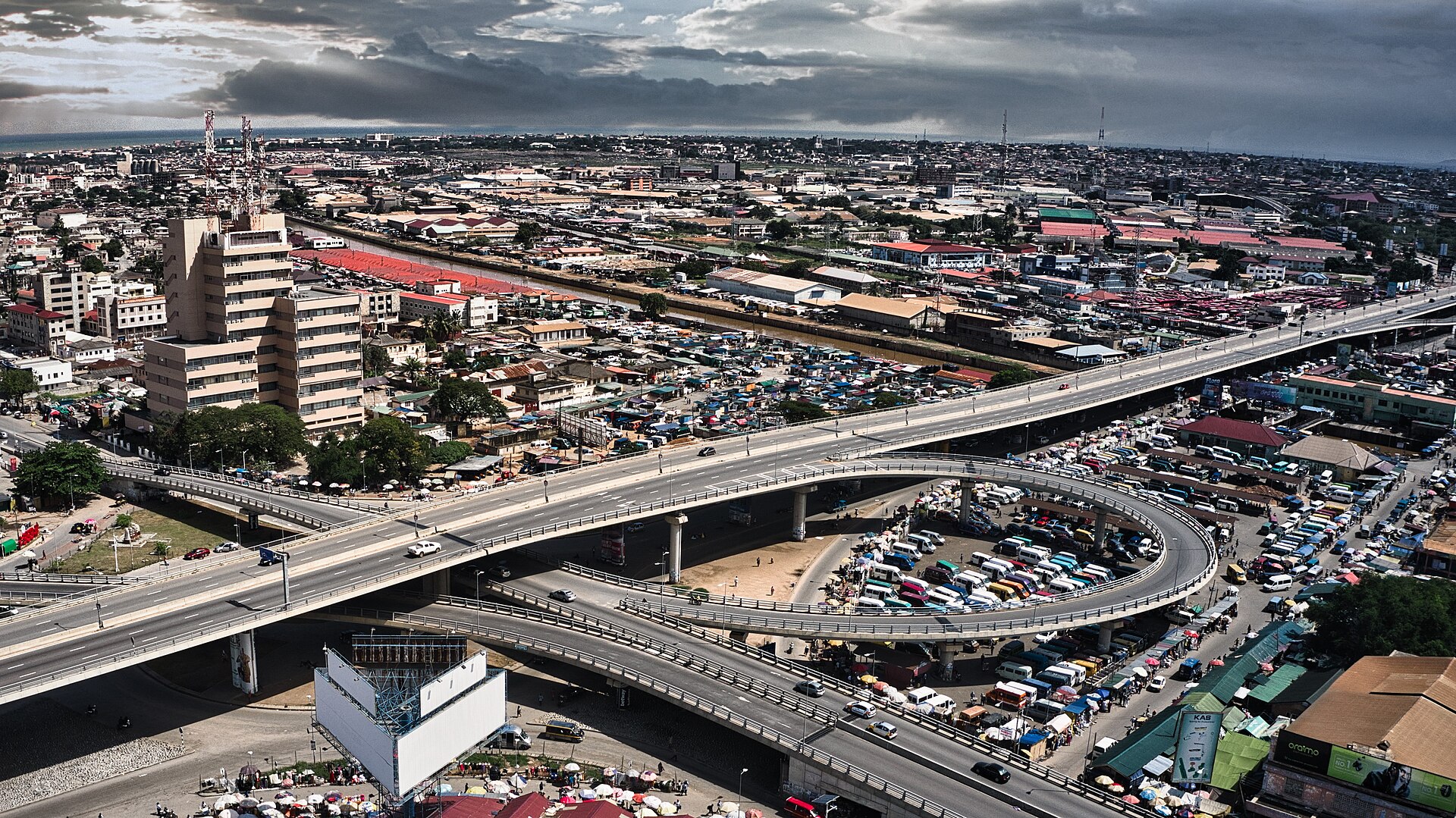 Aerial view of the Kwame Nkrumah Interchange in Accra