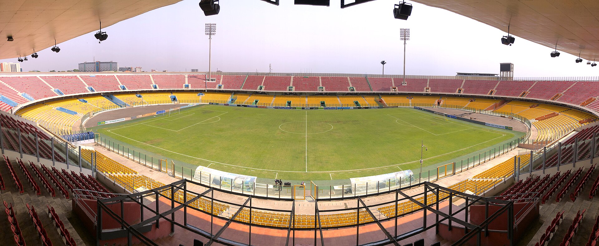 Panorama of the Accra Sports Stadium pitch and stands in Ghana