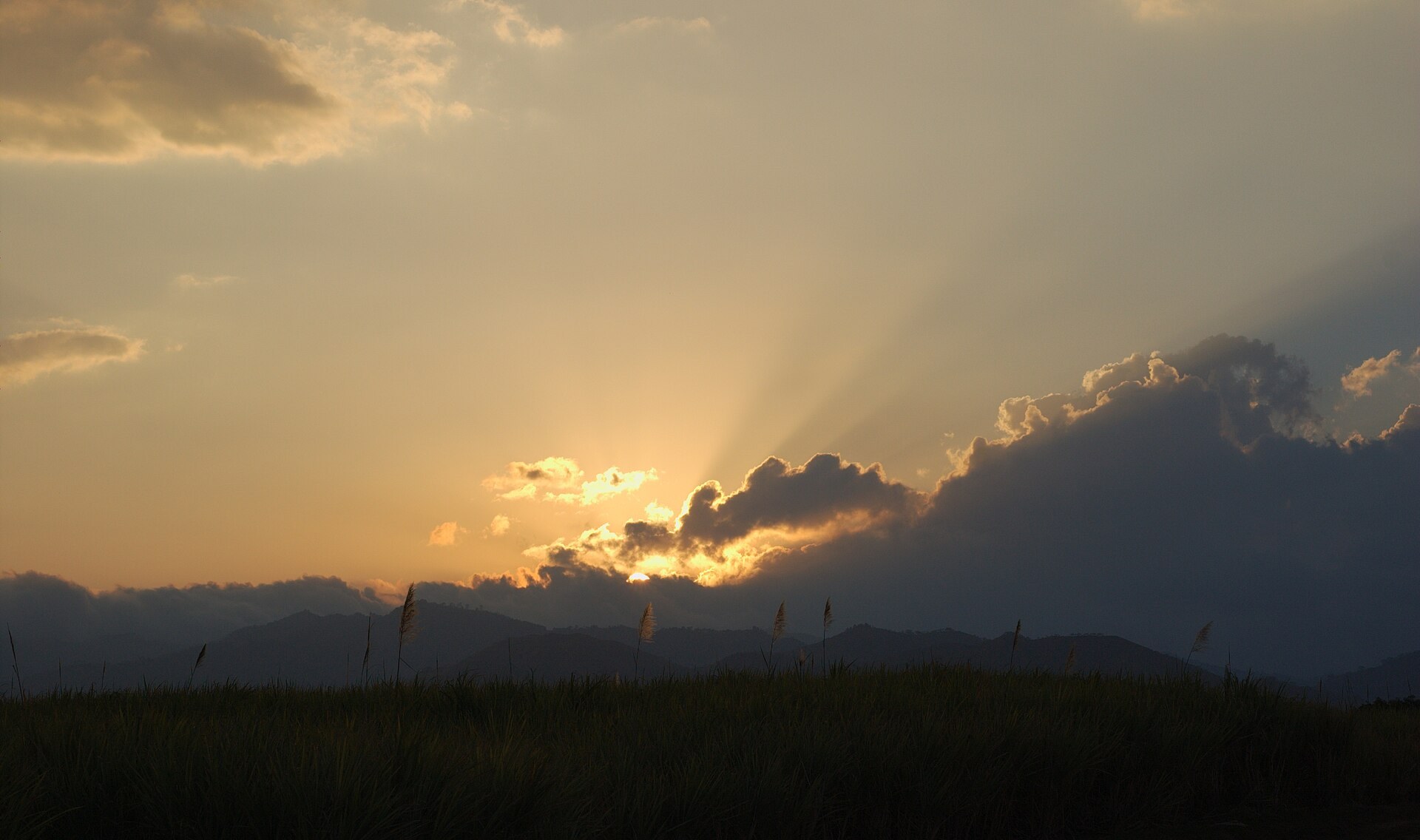 Sunset over the hills around Grecia in Costa Rica