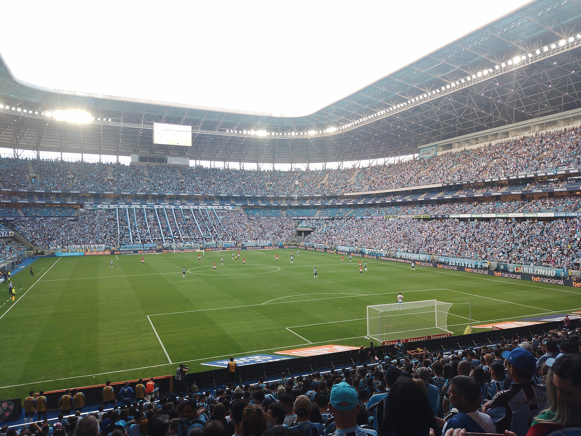 Packed stands and pitch at the Arena do Grêmio in Porto Alegre during a Grêmio home match