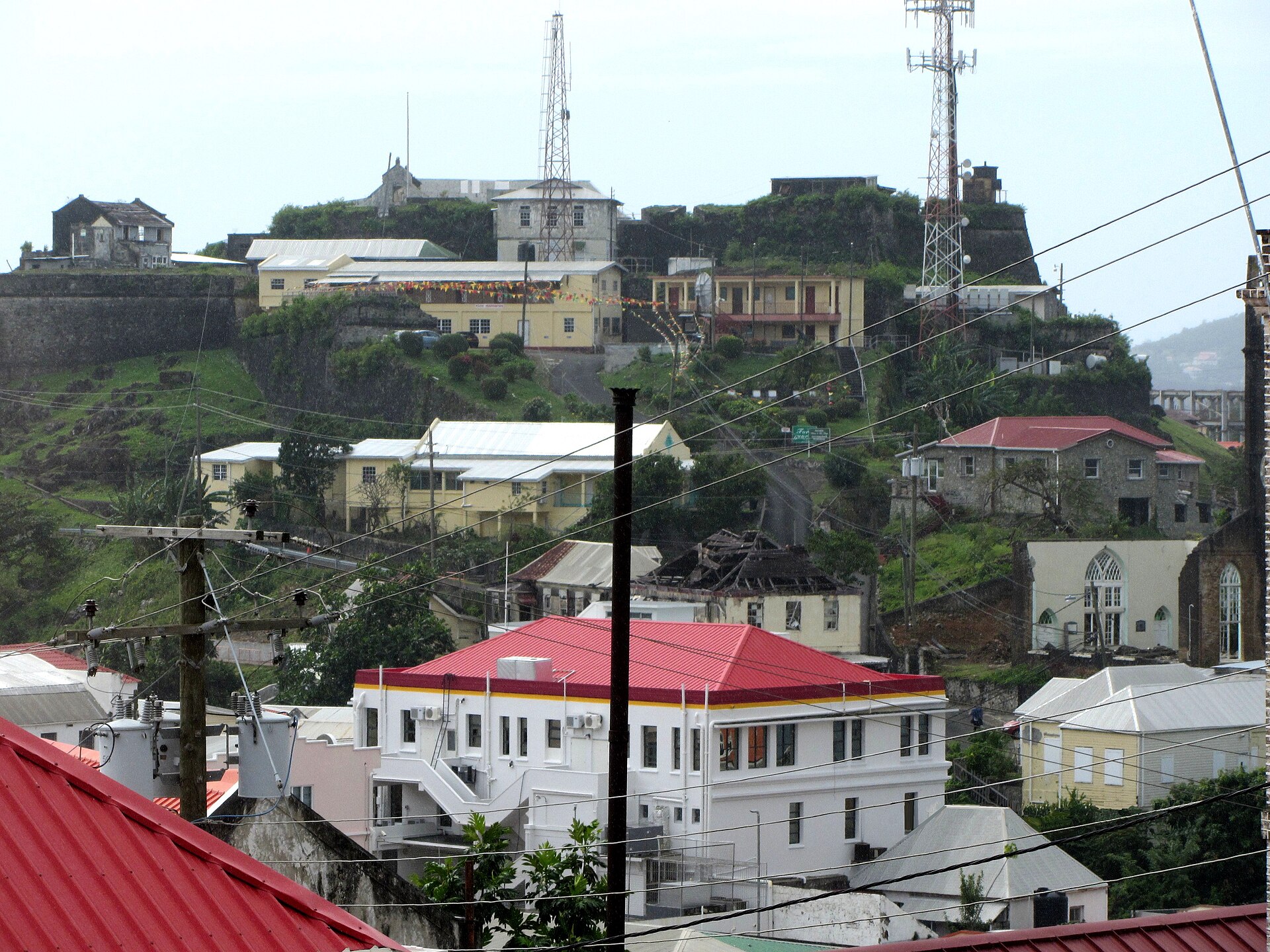 Fort George rising above the rooftops of St George's, Grenada