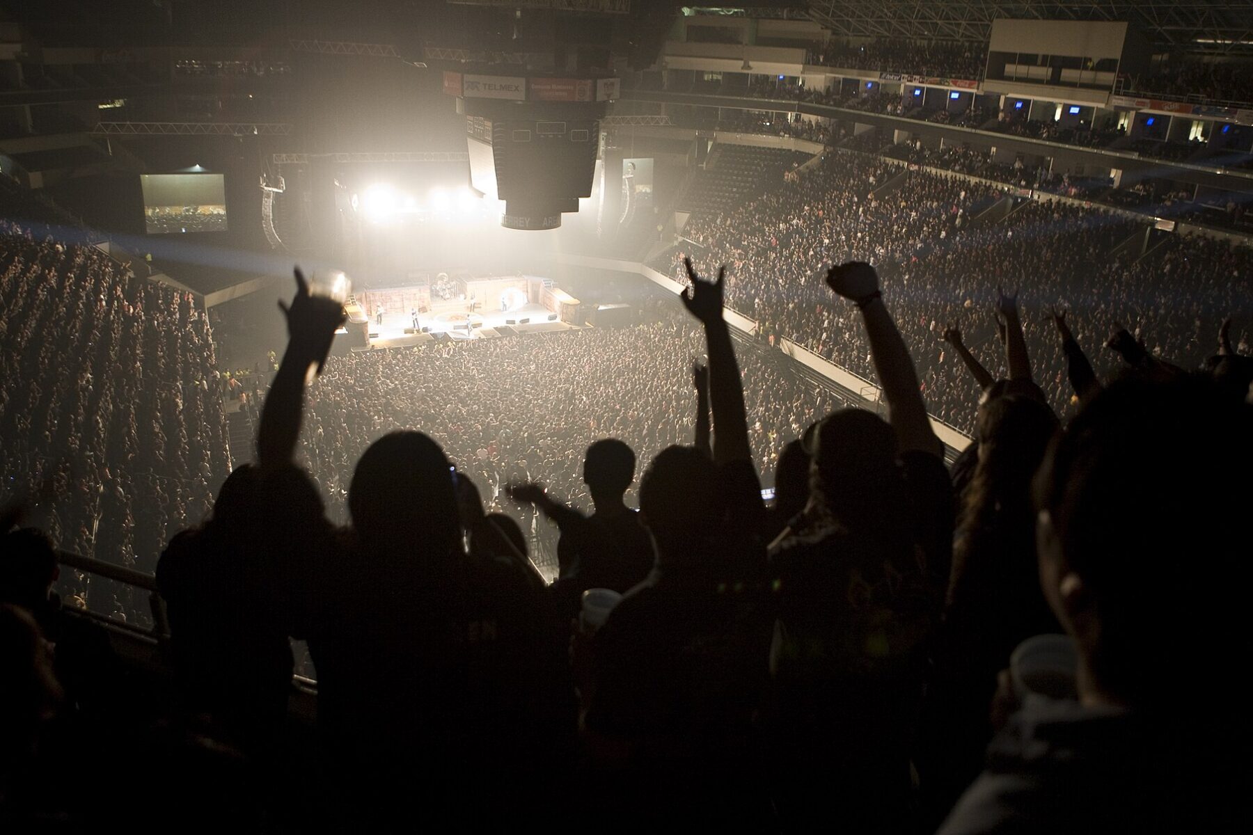 Concert crowd seen from the upper tier inside Arena Monterrey