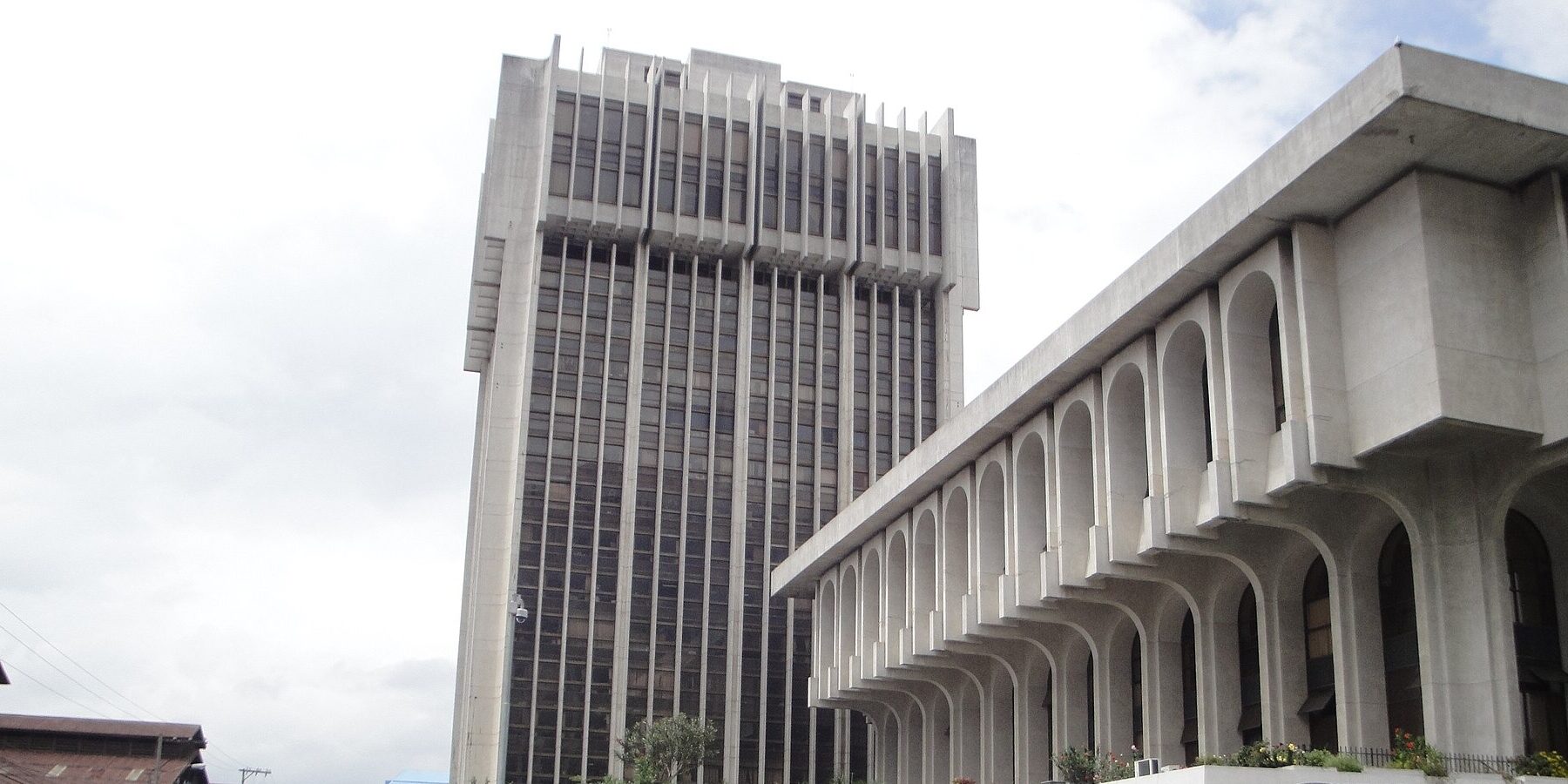 The Supreme Court of Justice building and the Torre de Tribunales tower in Guatemala City
