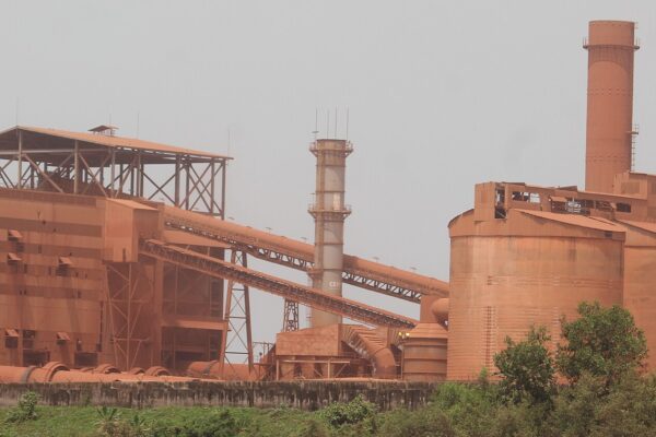 The Compagnie des Bauxites de Guinée bauxite plant at Kamsar, Boké region, Guinea