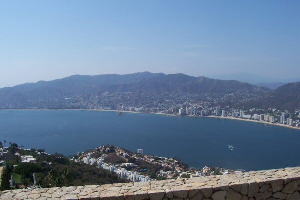 View of Acapulco Bay and the hotel strip on Mexico's Pacific coast in Guerrero state