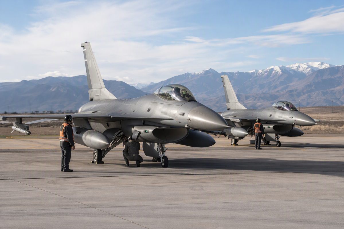 Latin America Defense Monitor inline image: F-16 fighter jets on a runway in South America after delivery