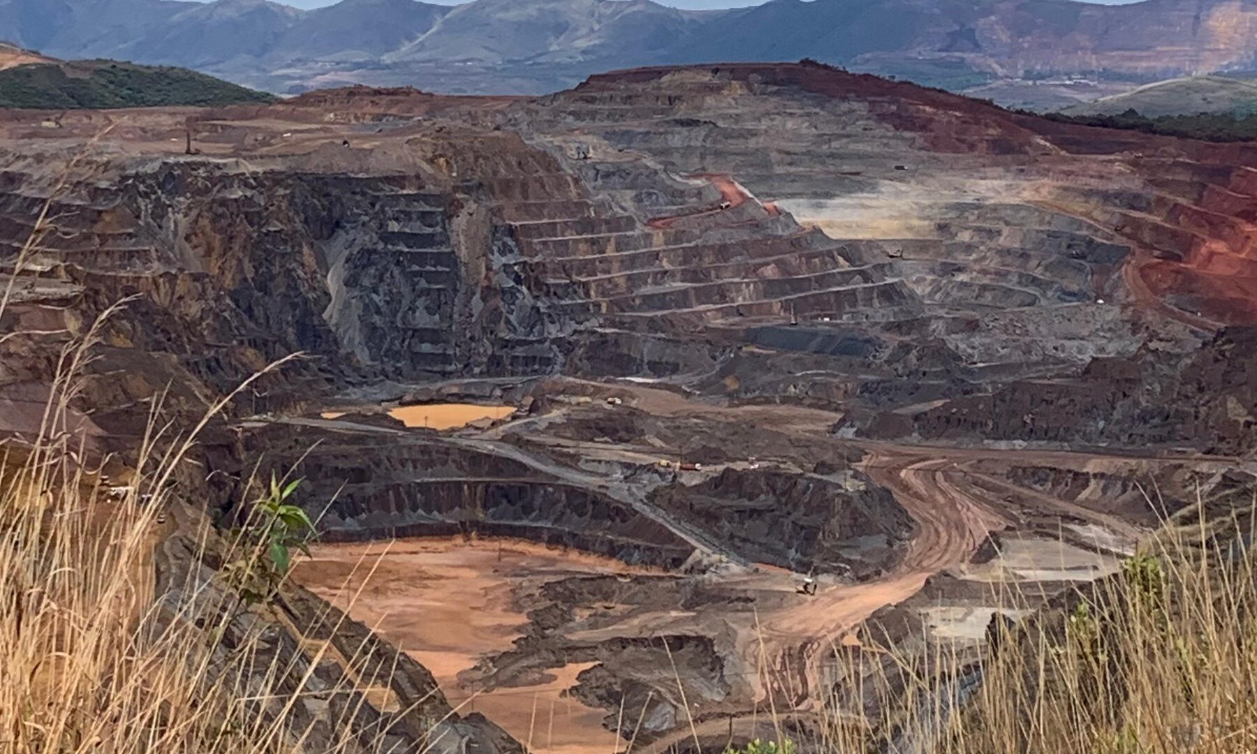 Terraced open-pit iron-ore mine operated by Vale around the Pico de Itabirito in Minas Gerais, Brazil
