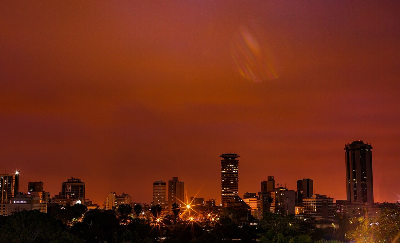 The Nairobi skyline with the KICC tower at dusk