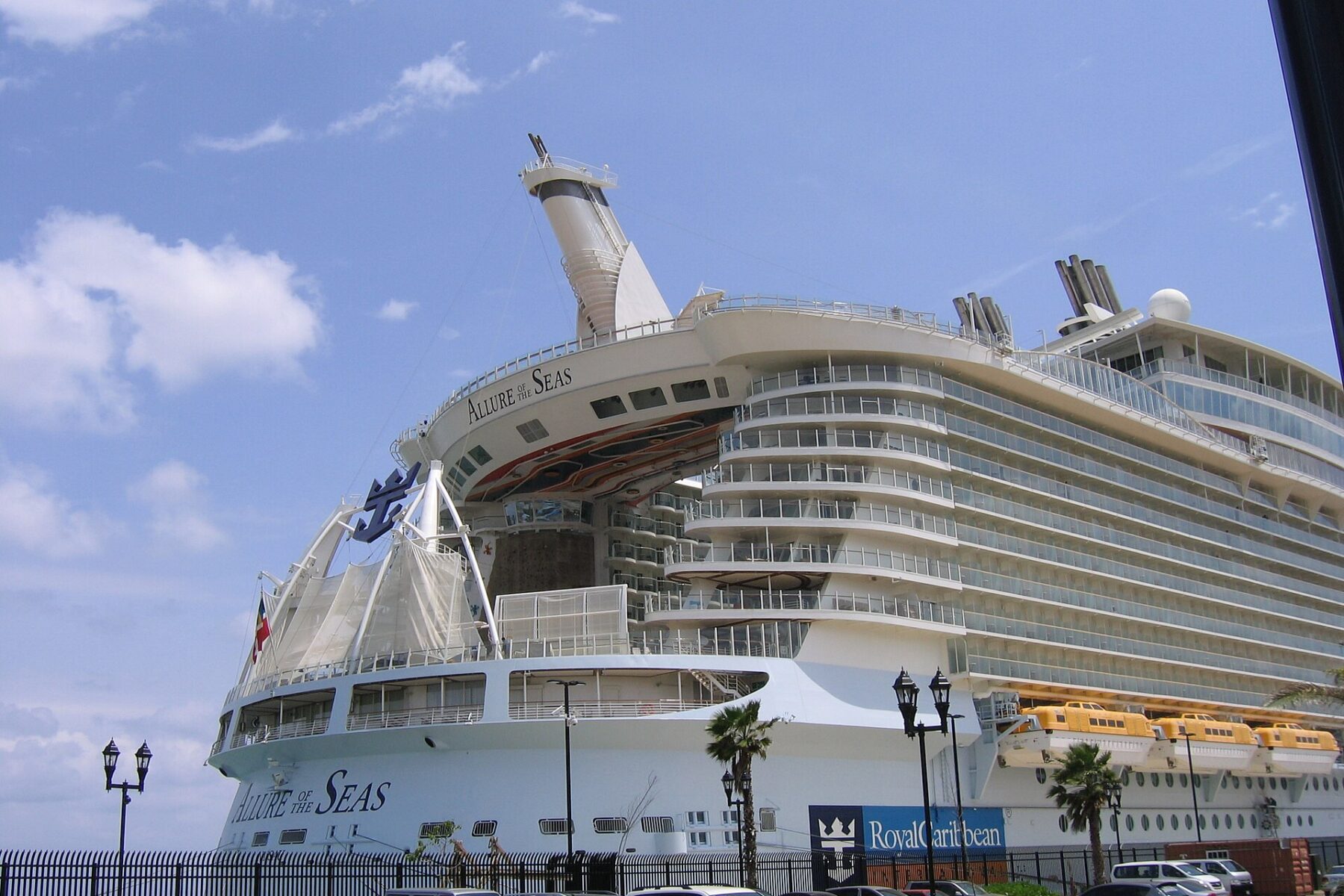 Royal Caribbean cruise ship Allure of the Seas docked at the Port of Falmouth in Jamaica