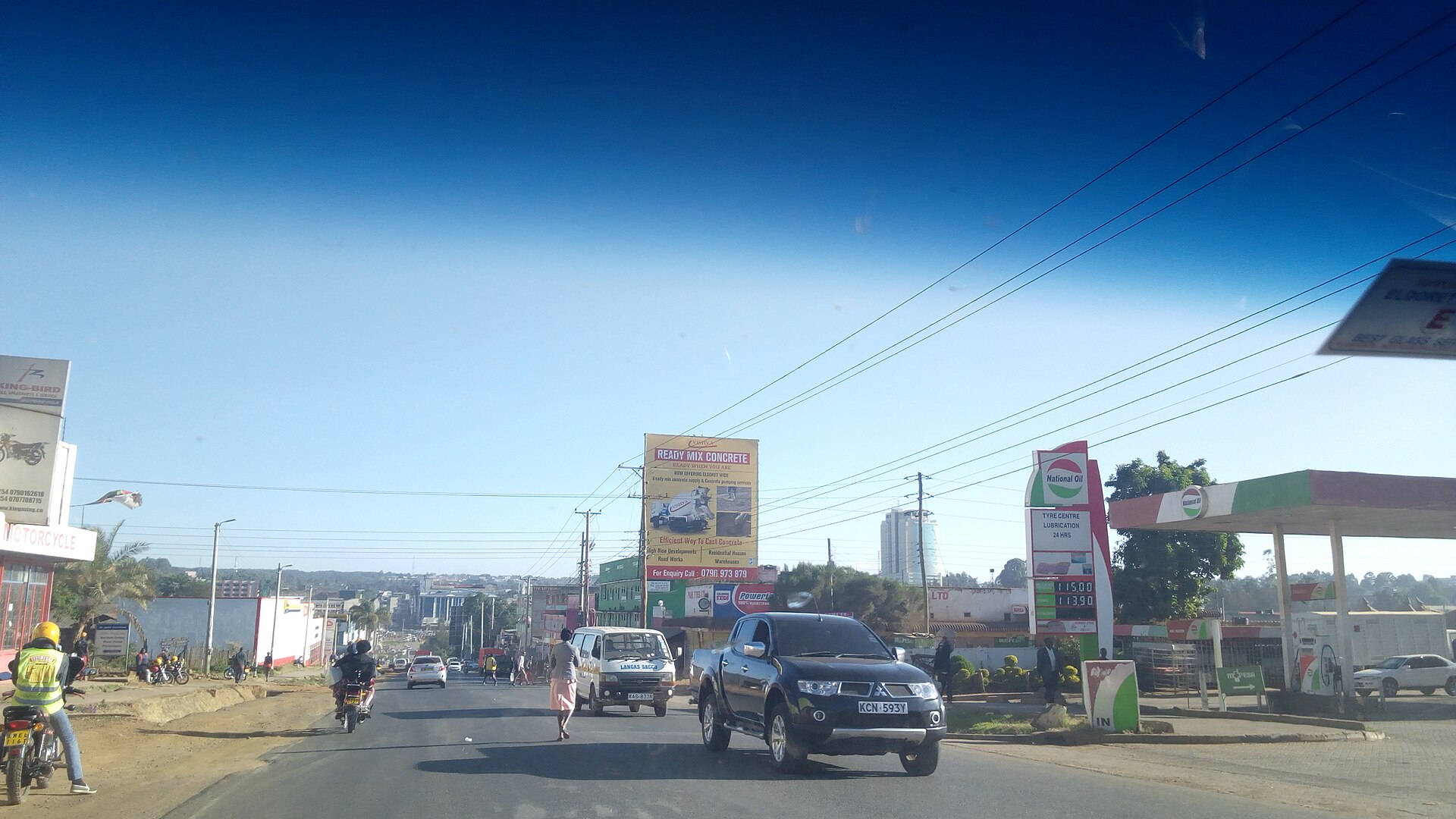 Traffic on a road leaving Eldoret town in Kenya