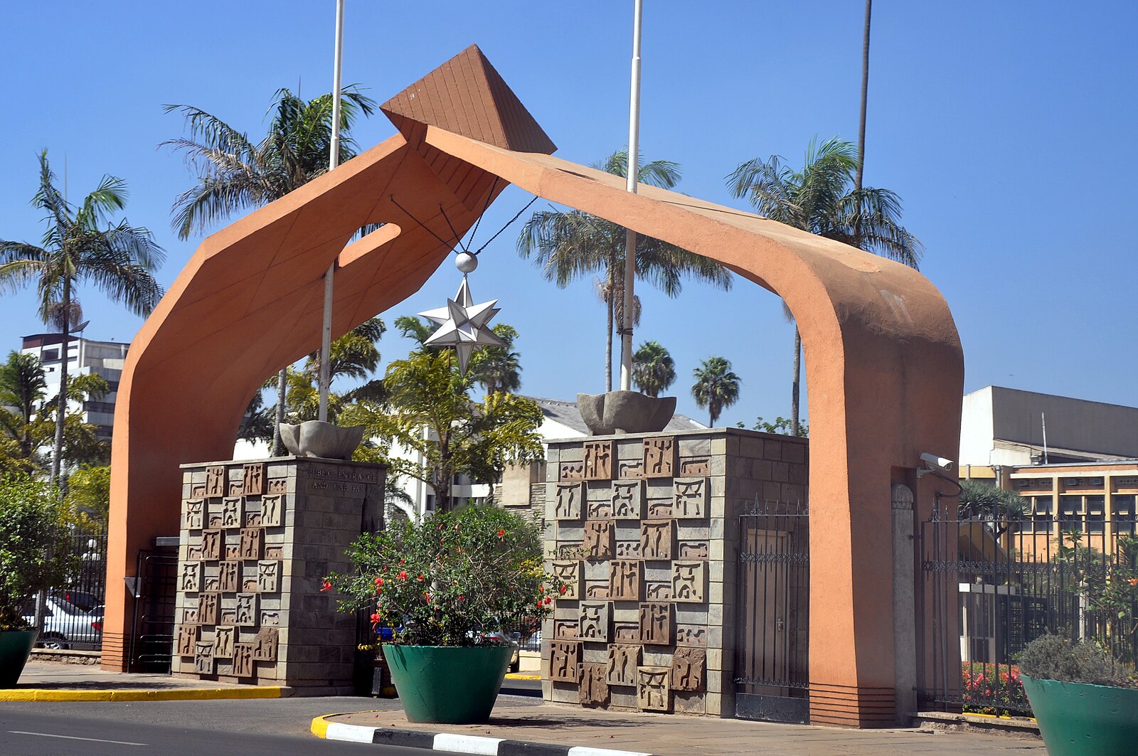 Kenya power: the public entrance arch of Parliament Buildings in Nairobi