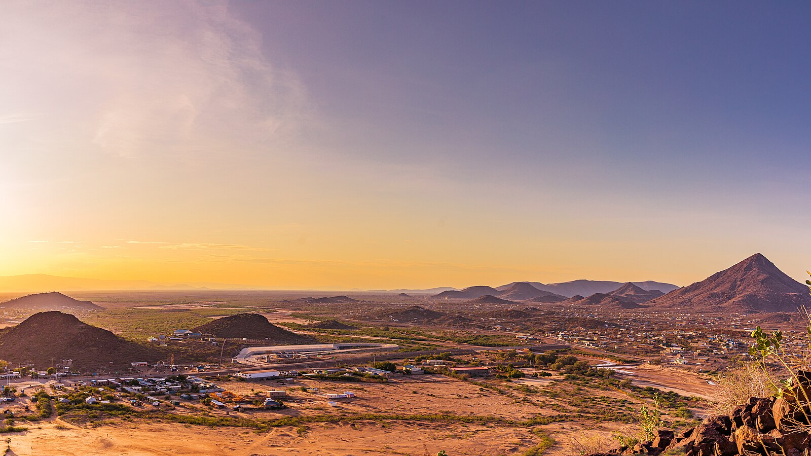 Kenya power and the north: Lodwar and the Loima Hills in Turkana County at sunset