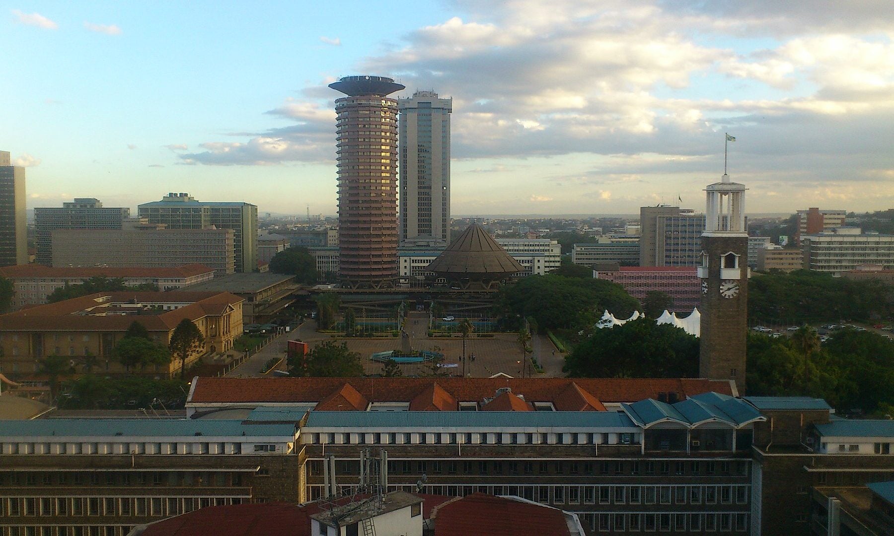 Central Nairobi skyline with the Kenyatta International Convention Centre and Times Tower