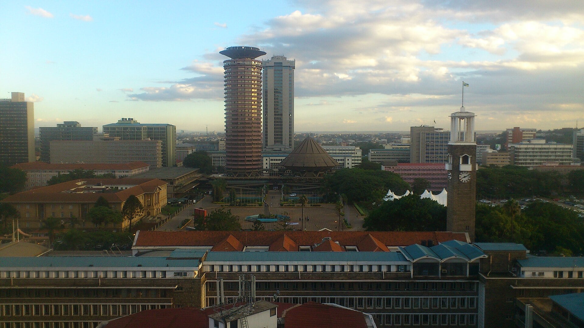 Central Nairobi skyline with the Kenyatta International Convention Centre and Times Tower