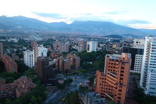 View over the El Poblado district of Medellín, Colombia, with the Andes behind