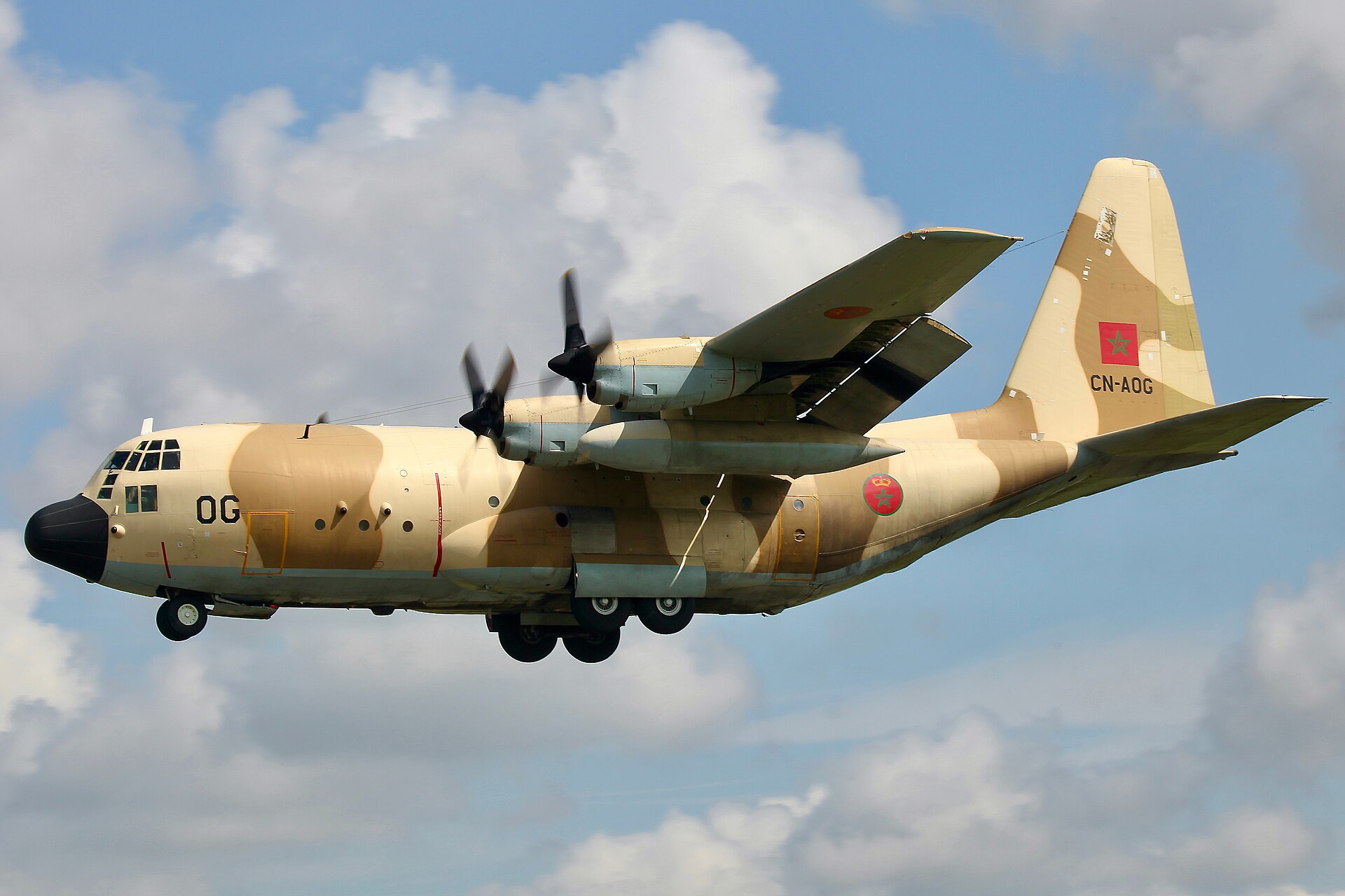 A Royal Moroccan Air Force C-130H Hercules transport aircraft landing