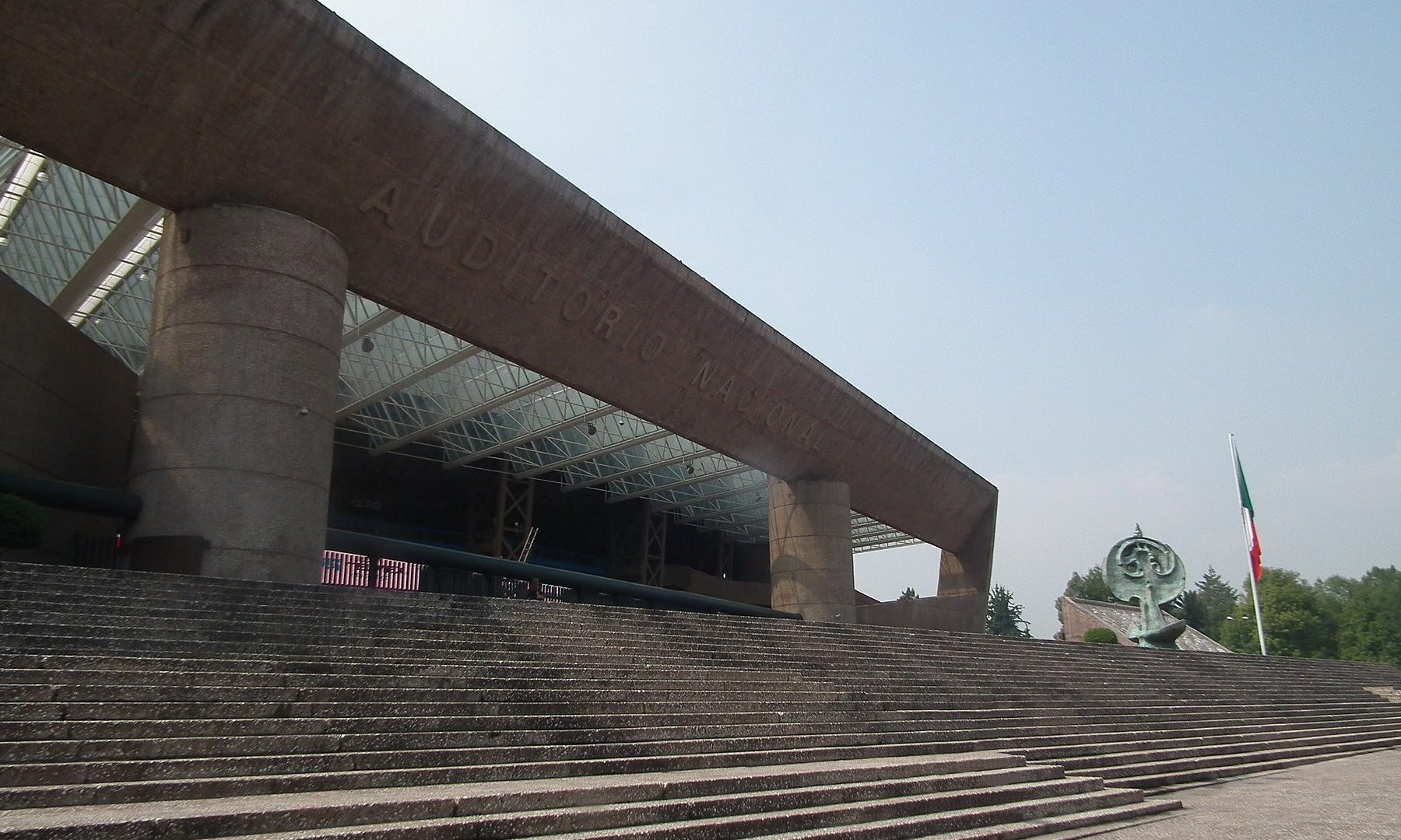 Entrance steps and name sign of the Auditorio Nacional concert hall in Mexico City