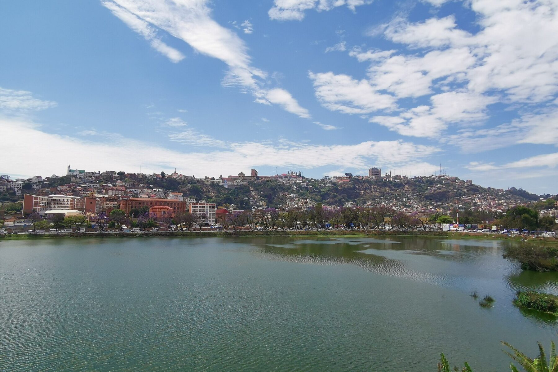 Lake Anosy and the hillside upper town of Antananarivo, Madagascar