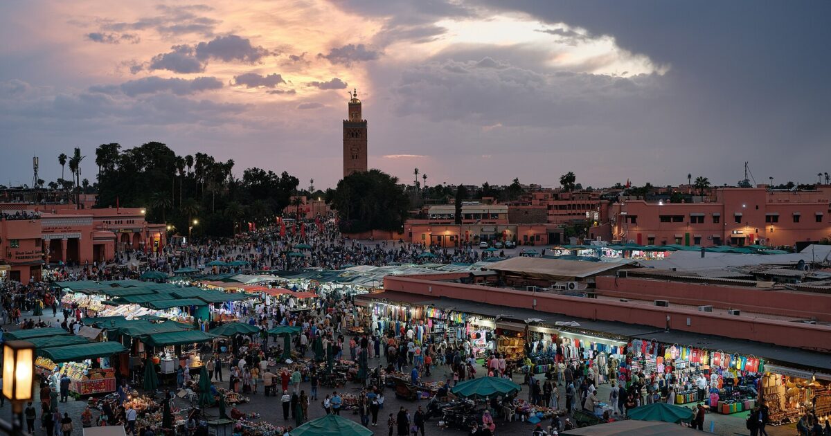 Jemaa el-Fnaa at dusk, Marrakech