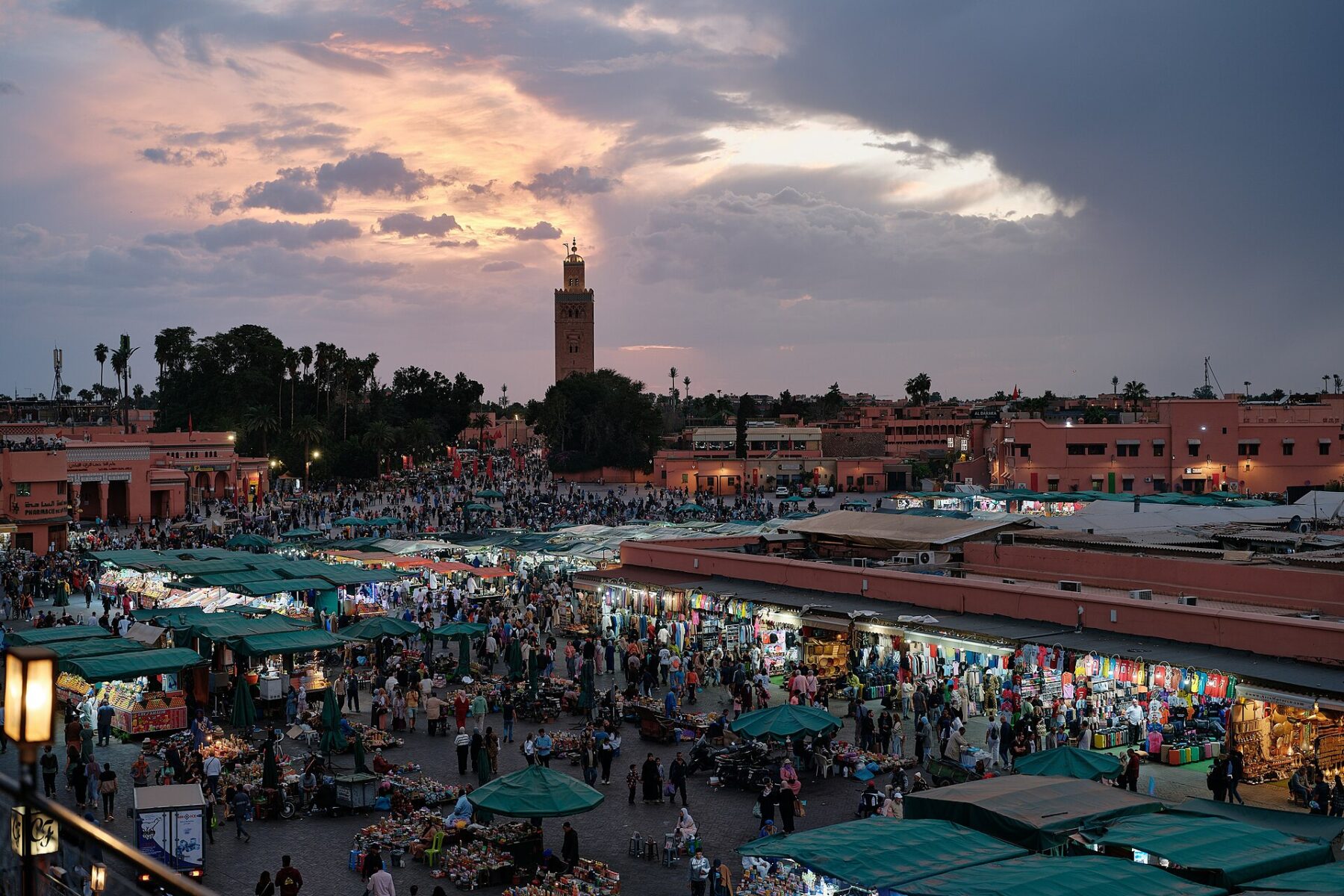 Jemaa el-Fnaa at dusk, Marrakech
