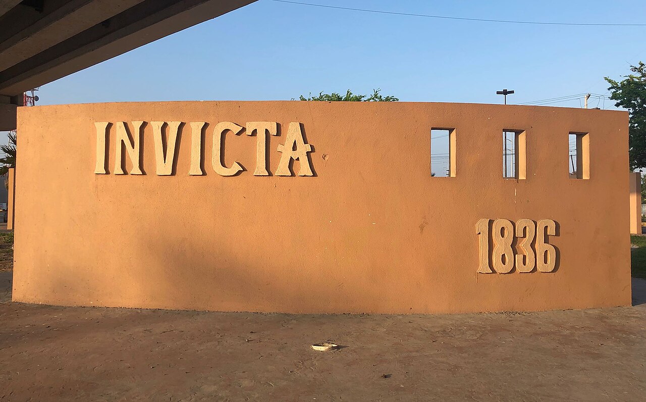 Wall of the Invicta 1836 monument in Matamoros, Tamaulipas, Mexico