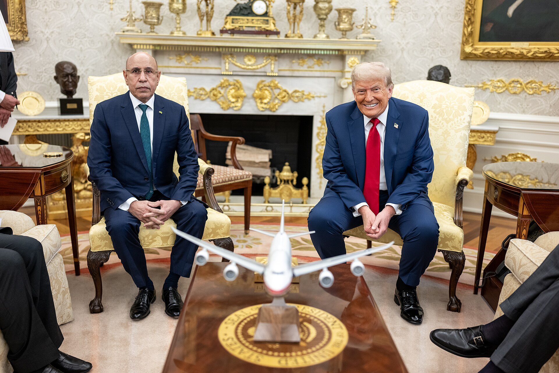 Mauritanian President Mohamed Ould Cheikh El Ghazouani seated beside US President Donald Trump in the Oval Office