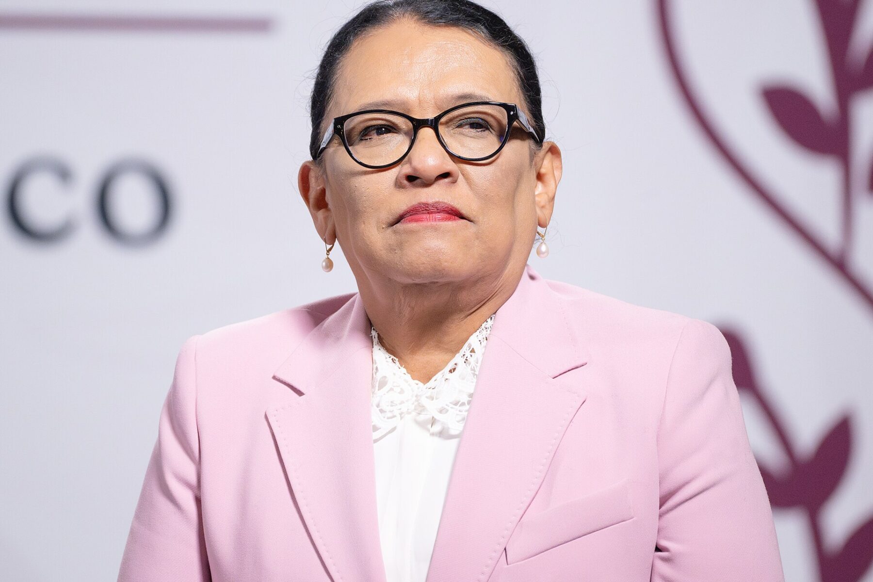 Mexico Interior Secretary Rosa Icela Rodríguez at a presidential press conference