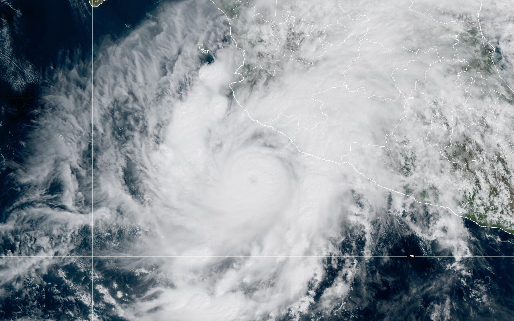 Satellite image of Hurricane Simon off the Pacific coast of Mexico on 10 October 2026
