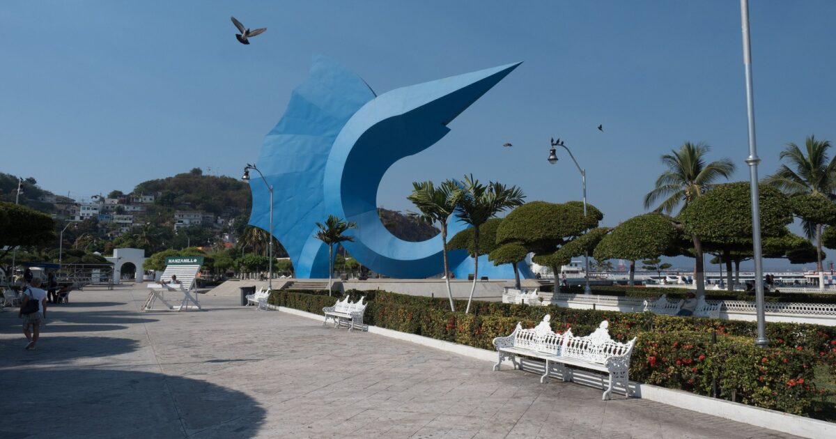 Sailfish monument on the waterfront of Manzanillo, Colima, Mexico